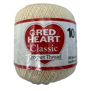 Red Heart Classic Crochet Thread 10 Cream Mercerized Cotton 300 Yards